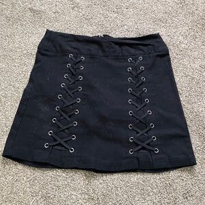 Women’s sexy black lace up skirt